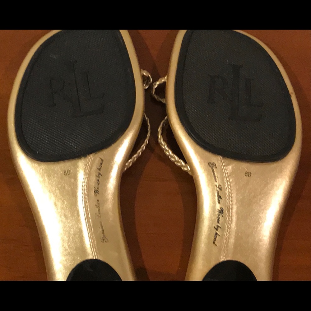 Lauren Ralph Lauren Womens 8 B Gold Heel Sandals - Picture 4 of 8